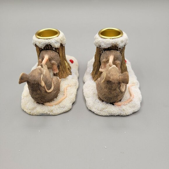 Charming Tails Mouse in a Tree Hole Candleholders Figurine Retired Silvestri HTF - Picture 5 of 10